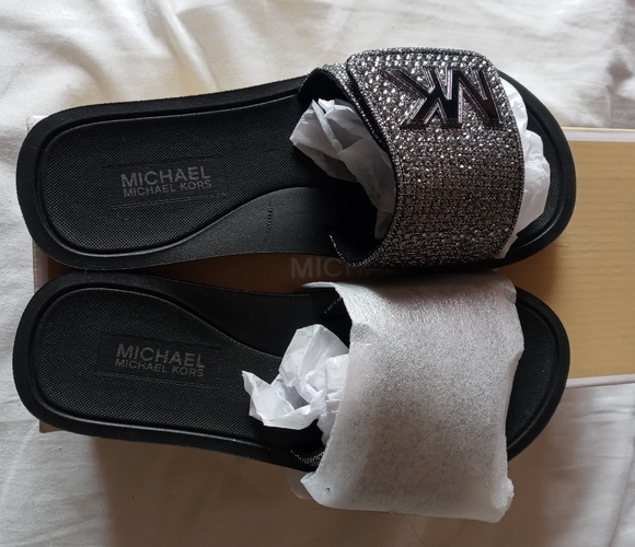 "New" Michael Kors MK Slides Glitter Mesh - Picture 3 of 7